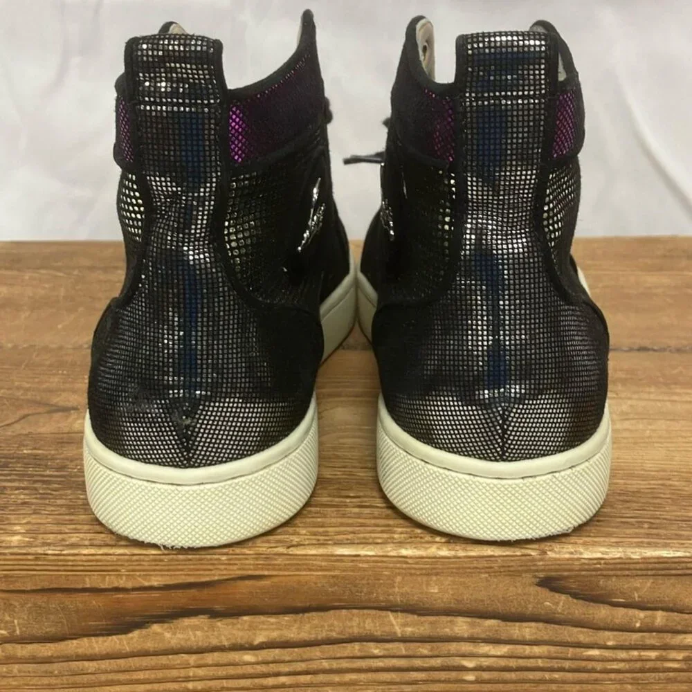 RARE!! Christian Louboutin Size 38.5 Metallic Iridescent Orlato High Top Sneaker